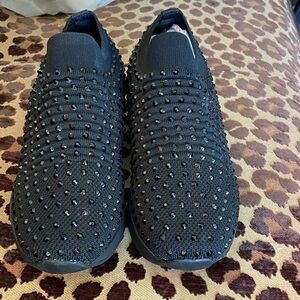 Kenneth Cole Reaction Black Embellished Slip-On Knit Sneakers